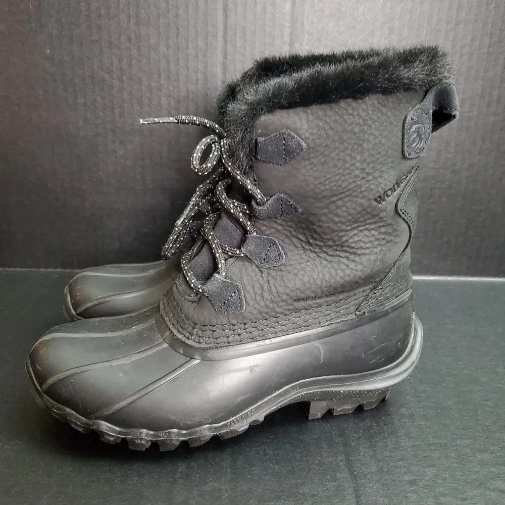 Wolverine Torrent Faux Fur Tall Duck Boot Womens 6M Black Leather Upper